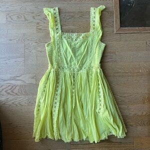 Free People Yellow Mini Dress